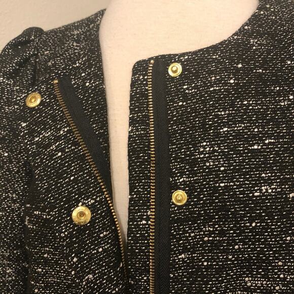 Banana Republic Colorblock Tweed Coat Black Gray White Medium - Picture 6 of 8